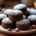 Steps of making rice chocolate cakes: mixing, baking, and rising