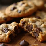 Freshly baked oatmeal raisin chocolate chip cookies on a cooling rack